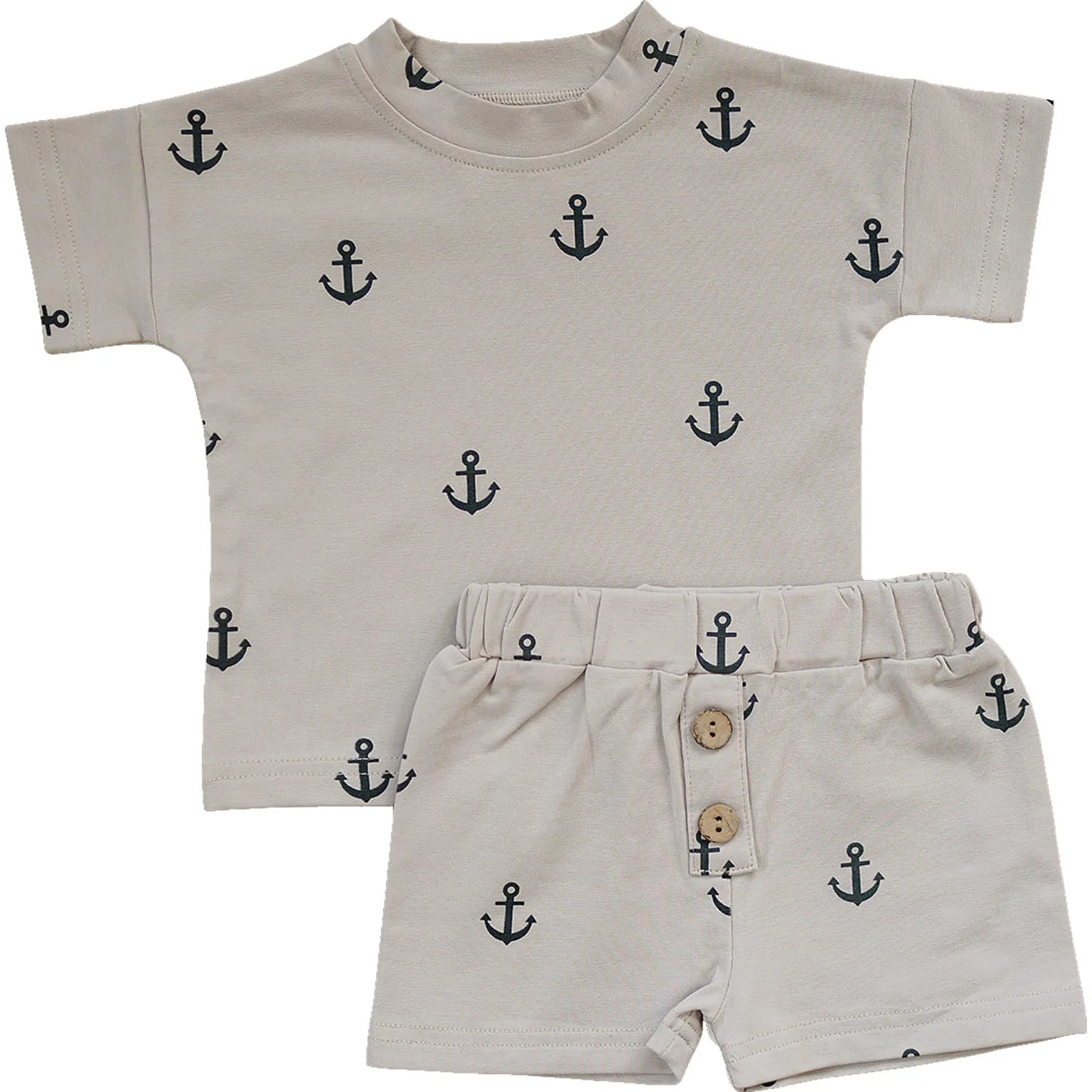 Mebie Baby - Anchors Button Short Set