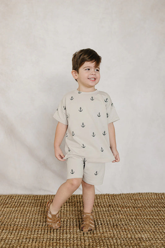 Mebie Baby - Anchors Button Short Set