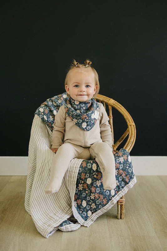 Mebie Baby - Taupe Stripe Muslin Bib