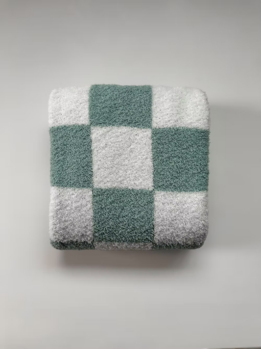Little Aspen Baby Co - Sky Blue Checkered Plush Blanket