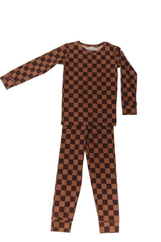 Little Aspen Baby - Espresso Checkers 2 Piece Set