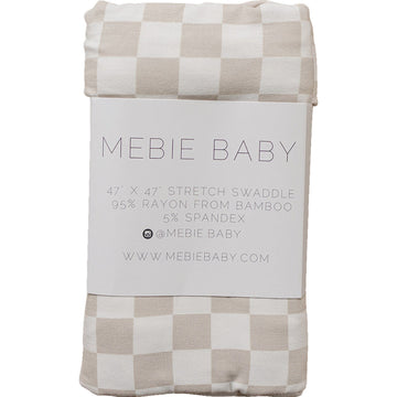 Pre Order - Mebie Baby - Taupe Checkered Bamboo Stretch Swaddle
