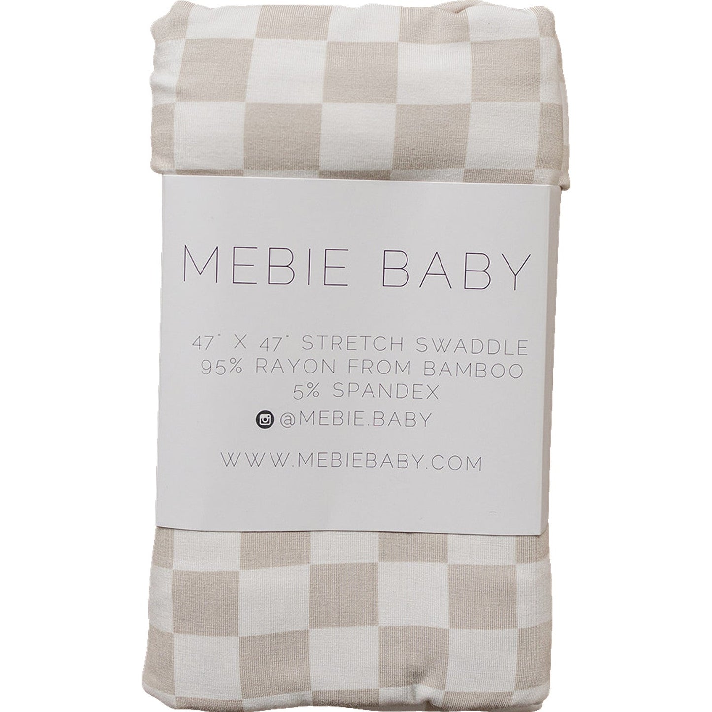 Pre Order - Mebie Baby - Taupe Checkered Bamboo Stretch Swaddle
