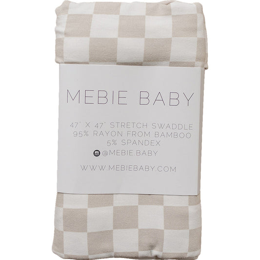 Pre Order - Mebie Baby - Taupe Checkered Bamboo Stretch Swaddle
