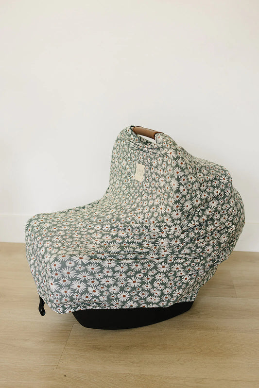 Mebie Baby - Dark Green Daisy Bamboo Multi-Use Cover