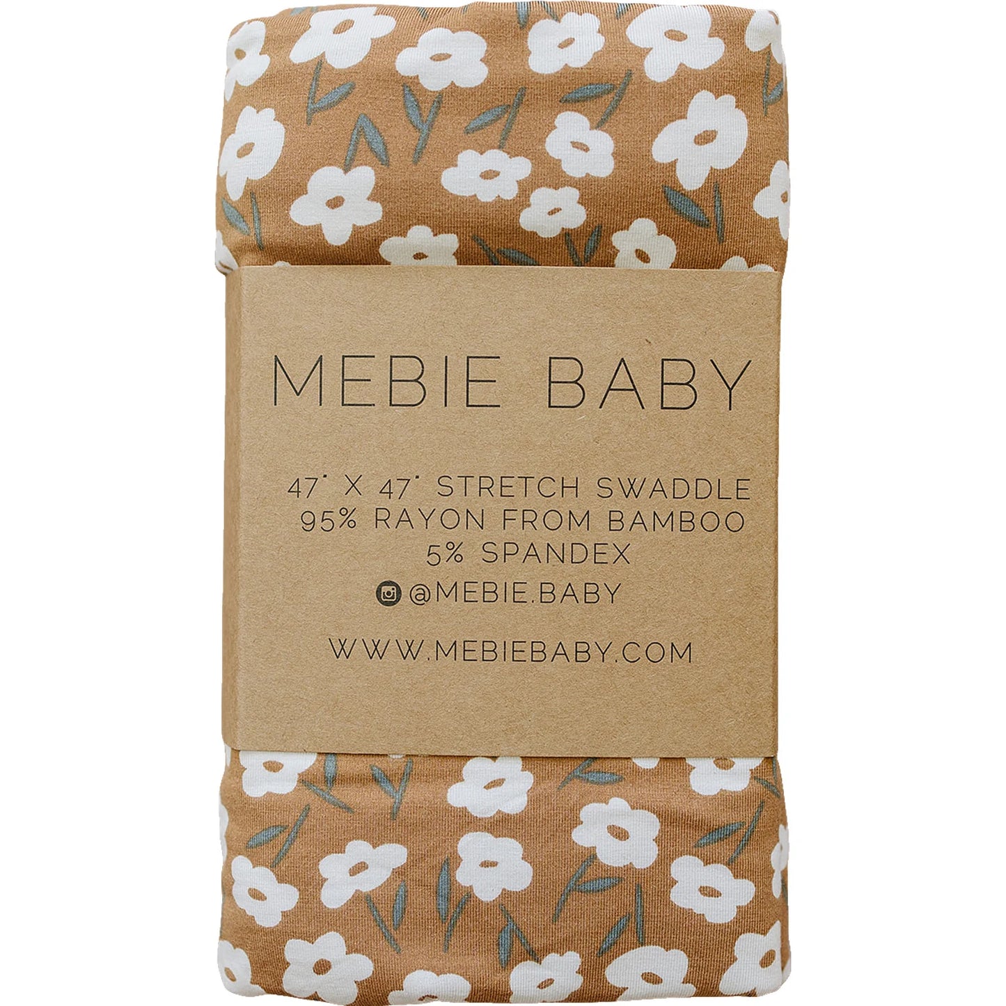 Pre Order - Mebie Baby - Mustard Floral Bamboo Stretch Swaddle