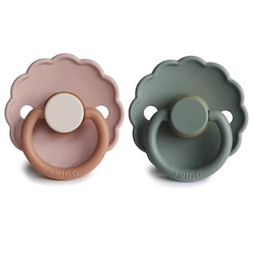 FRIGG Daisy Silicone Baby Pacifier | 2-Pack - Biscuit/Lily Pad