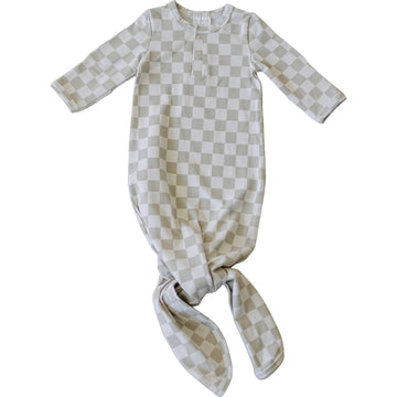 Mebie Baby - Taupe Checkered Knot Gown