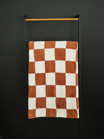 Mebie Baby - Rust Checkered Plush Blanket