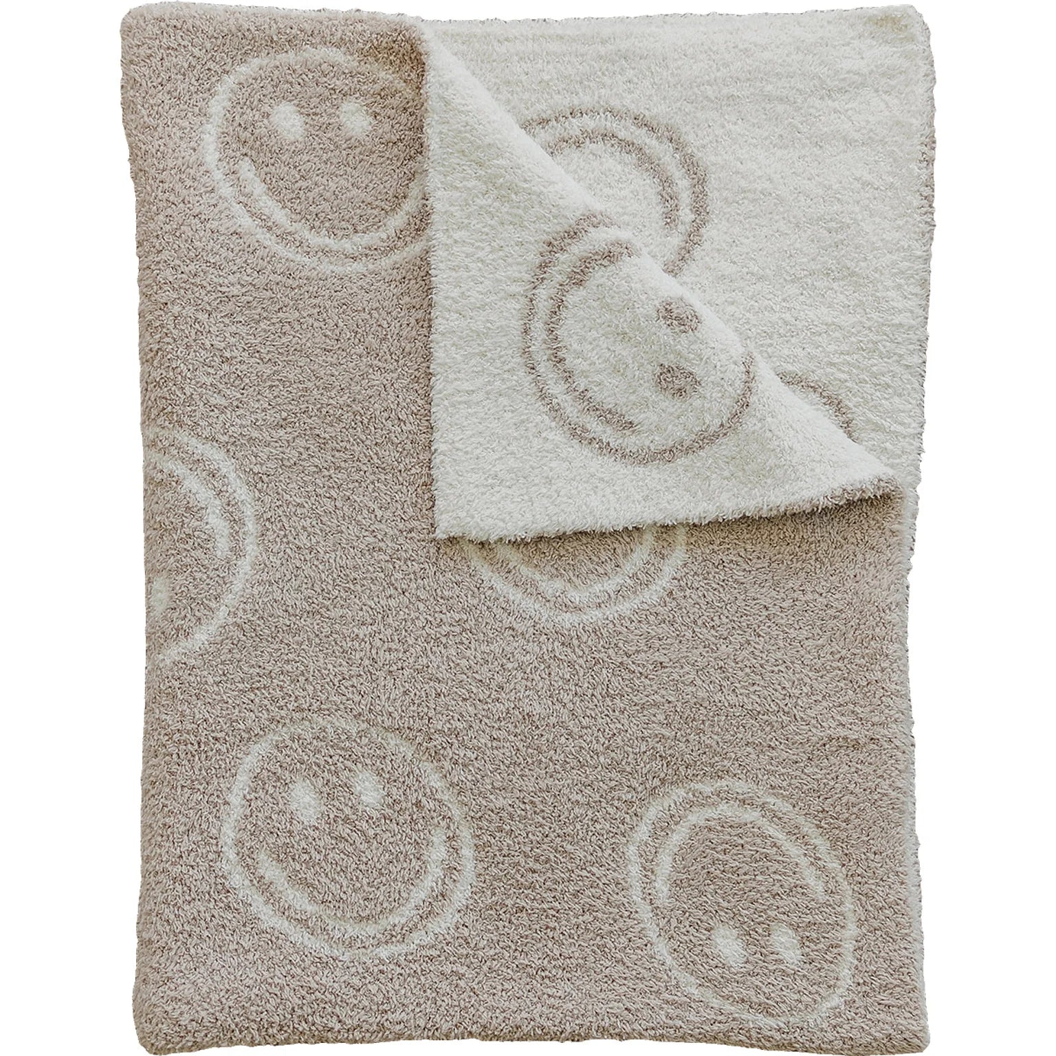 Mebie Baby - Smiley Taupe Checkered Plush Blanket