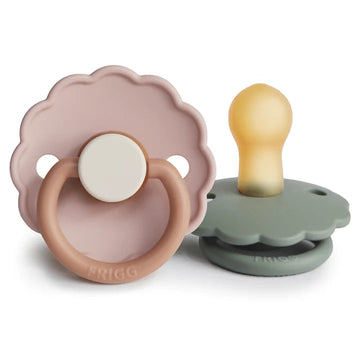 FRIGG Daisy Silicone Baby Pacifier | 2-Pack - Biscuit/Lily Pad