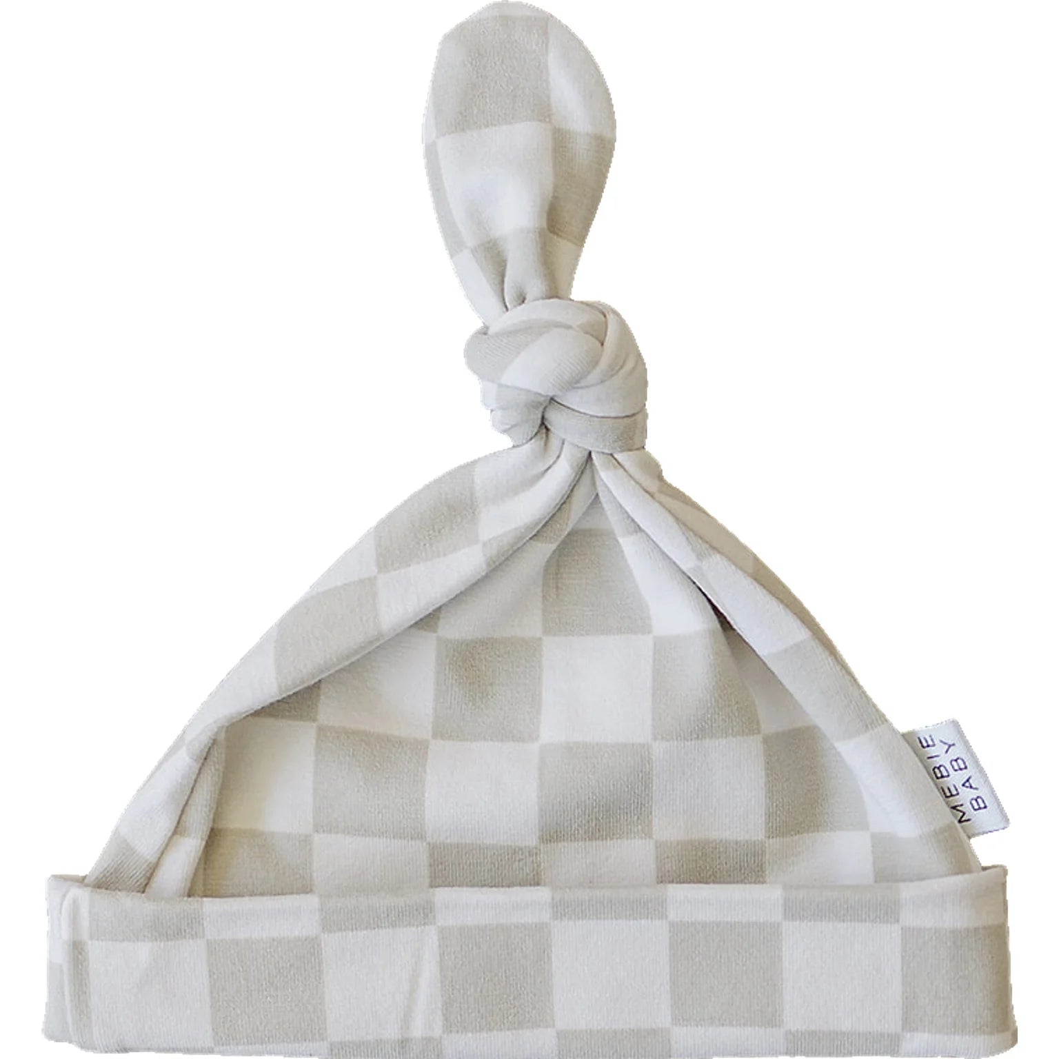 Mebie Baby - Bamboo Taupe Checkered Newborn Knot Hat