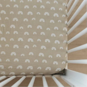 Mebie Baby - Sand Rainbow Muslin Crib Sheet