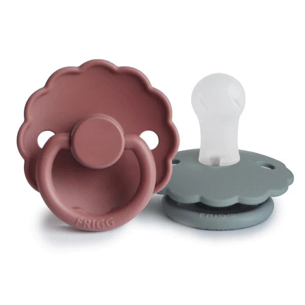 FRIGG Daisy Silicone Baby Pacifier | 2-Pack - Woodchuck/French Gray