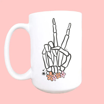 Mug and Mini - 15oz Peace Out Skelly Ceramic Coffee Mug