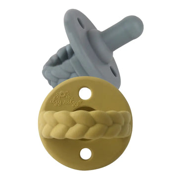 Itzy Ritzy - Sweetie Soother™ Pacifier Sets (2-pack) - Mustard and Grey Braids