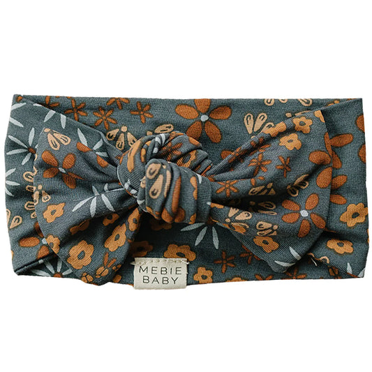 Pre Order - Mebie Baby - Bamboo Navy Floral Head Wrap