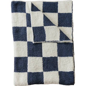 Mebie Baby - Navy Checkered Plush Blanket