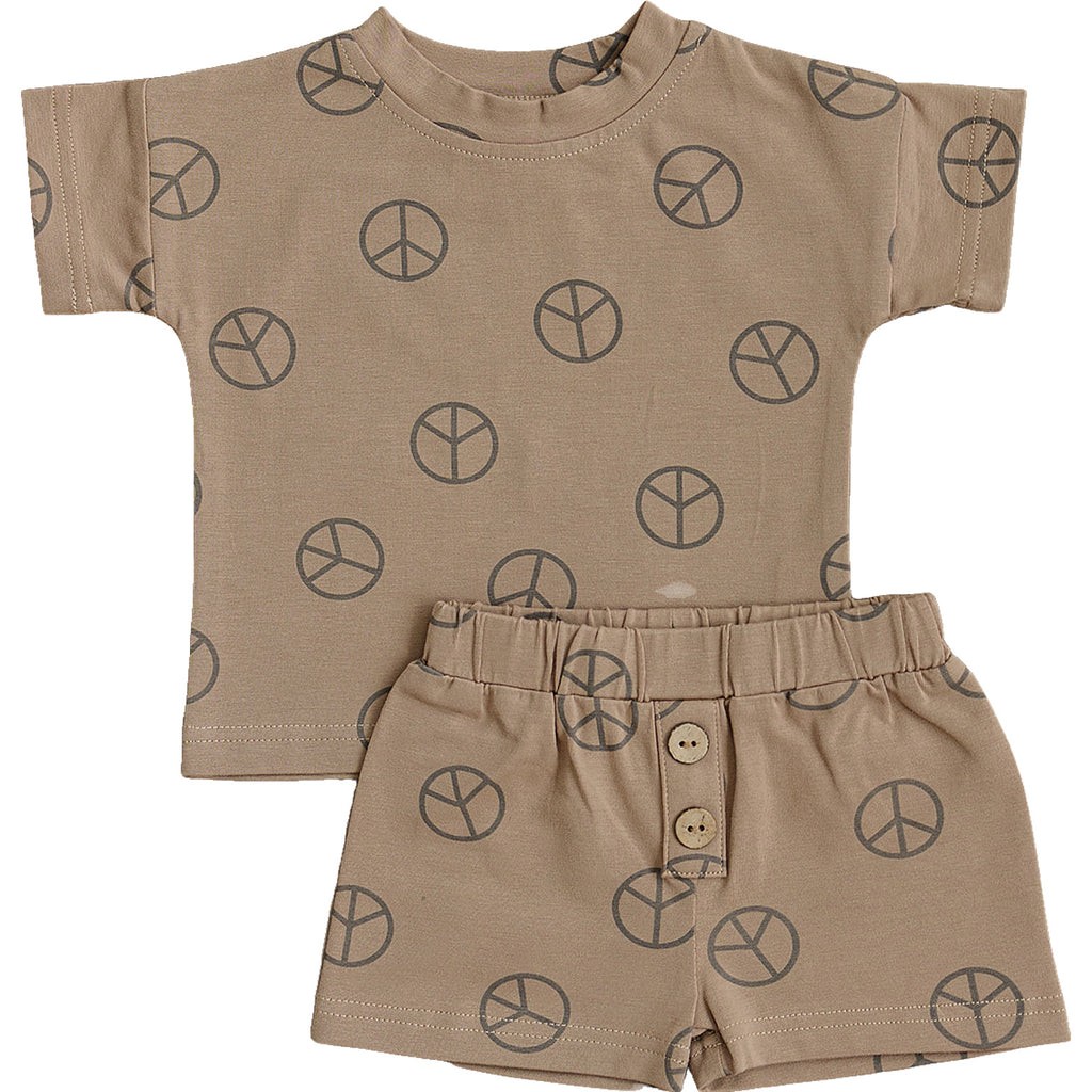 Mebie Baby - Peace Button Short Set