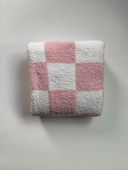 Little Aspen Baby Co - Sweet Pink Checkered Plush Blanket