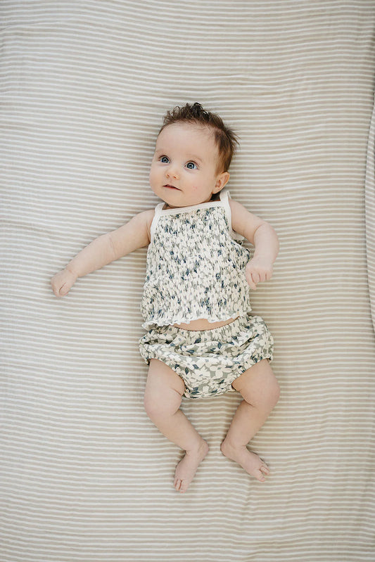Mebie Baby - Ruched Floral Bloomer Set
