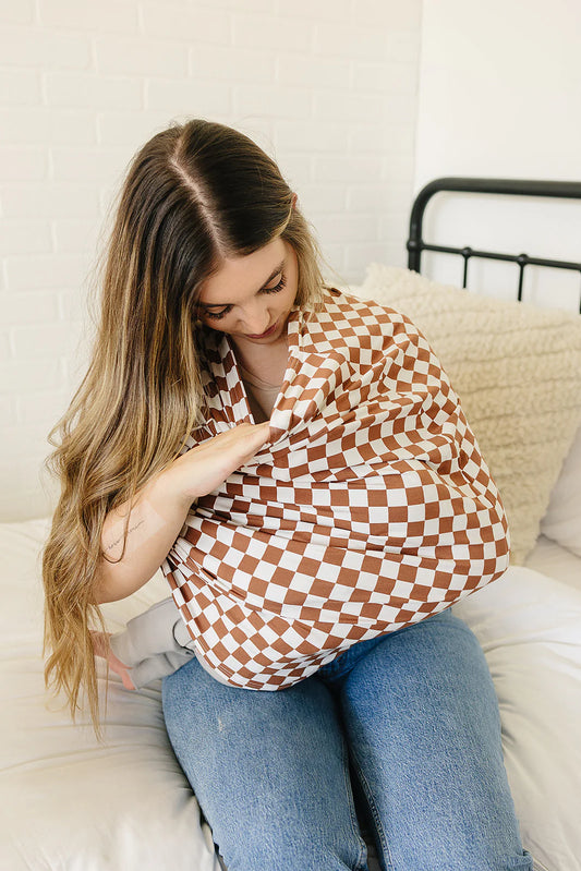 Mebie Baby - Rust Checkered (Ribbed) Bamboo Multi-Use Cover
