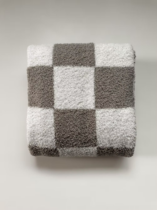 Little Aspen Baby Co - Stone Checkered Plush Blanket