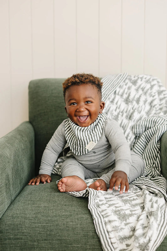 Mebie Baby - Green Stripes Classic Muslin Bib
