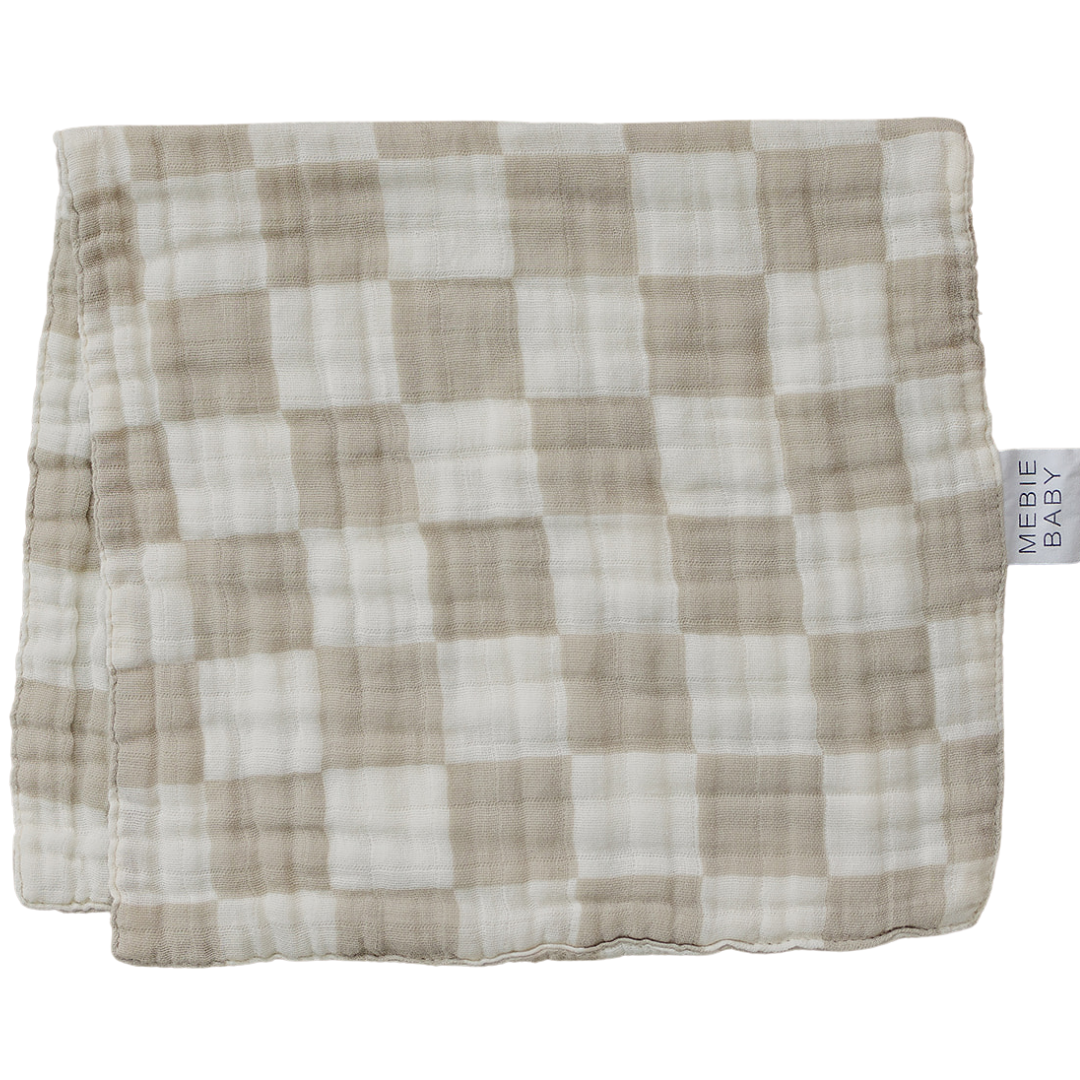 Mebie Baby - Taupe Checkered Burp Cloth