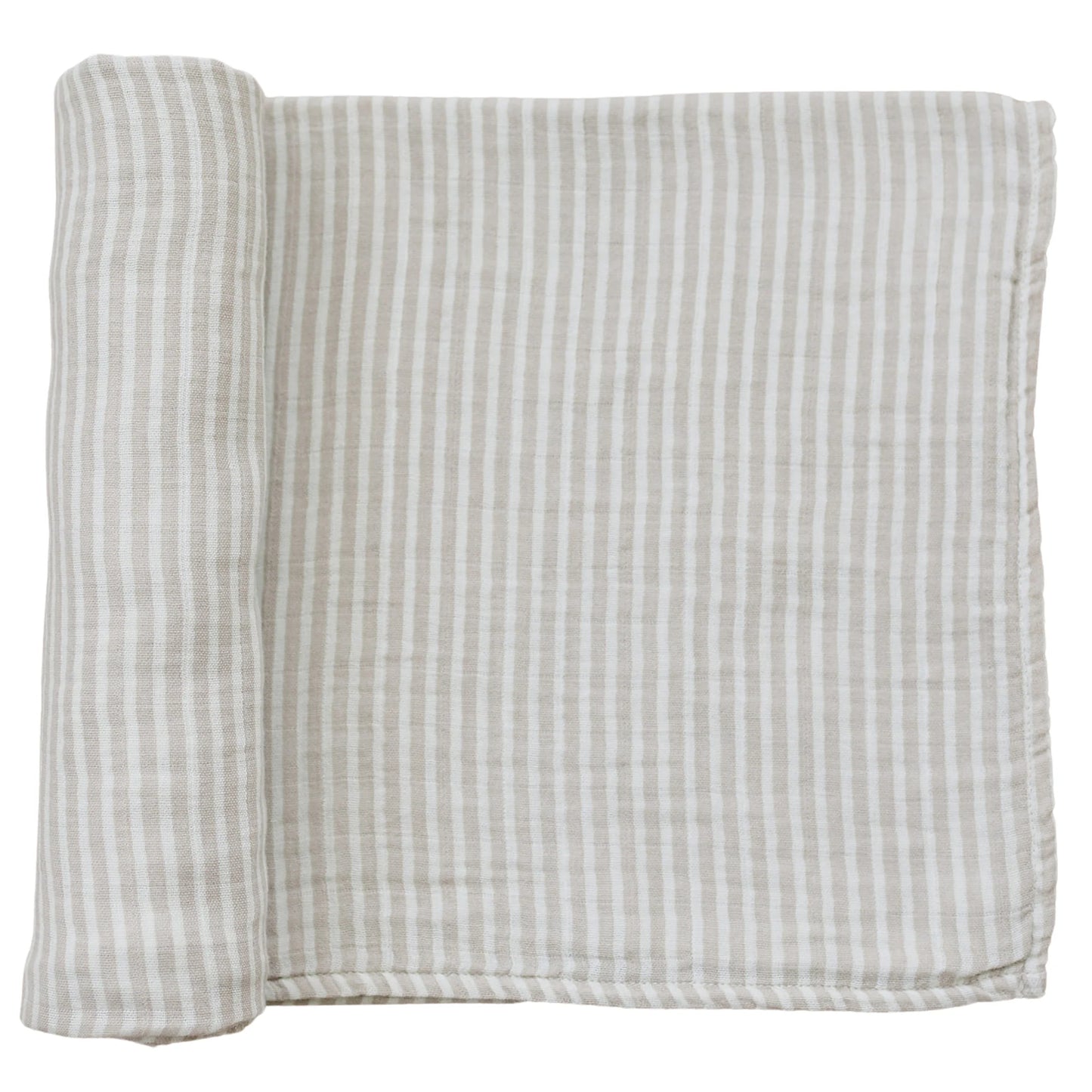 Pre Order - Mebie Baby - Taupe Stripe Muslin Swaddle Blanket