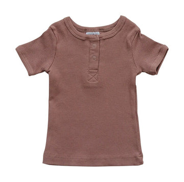 Mebie Baby - Dusty Rose Organic Cotton Short Sleeve Snap Shirt