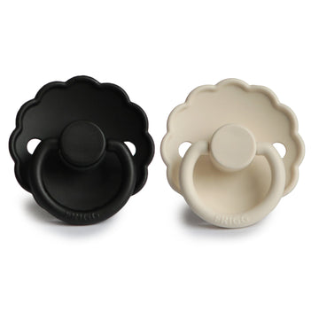 FRIGG Daisy Silicone Baby Pacifier | 2-Pack - Jet Black/Cream