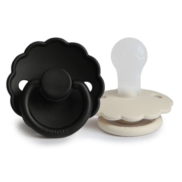 FRIGG Daisy Silicone Baby Pacifier | 2-Pack - Jet Black/Cream