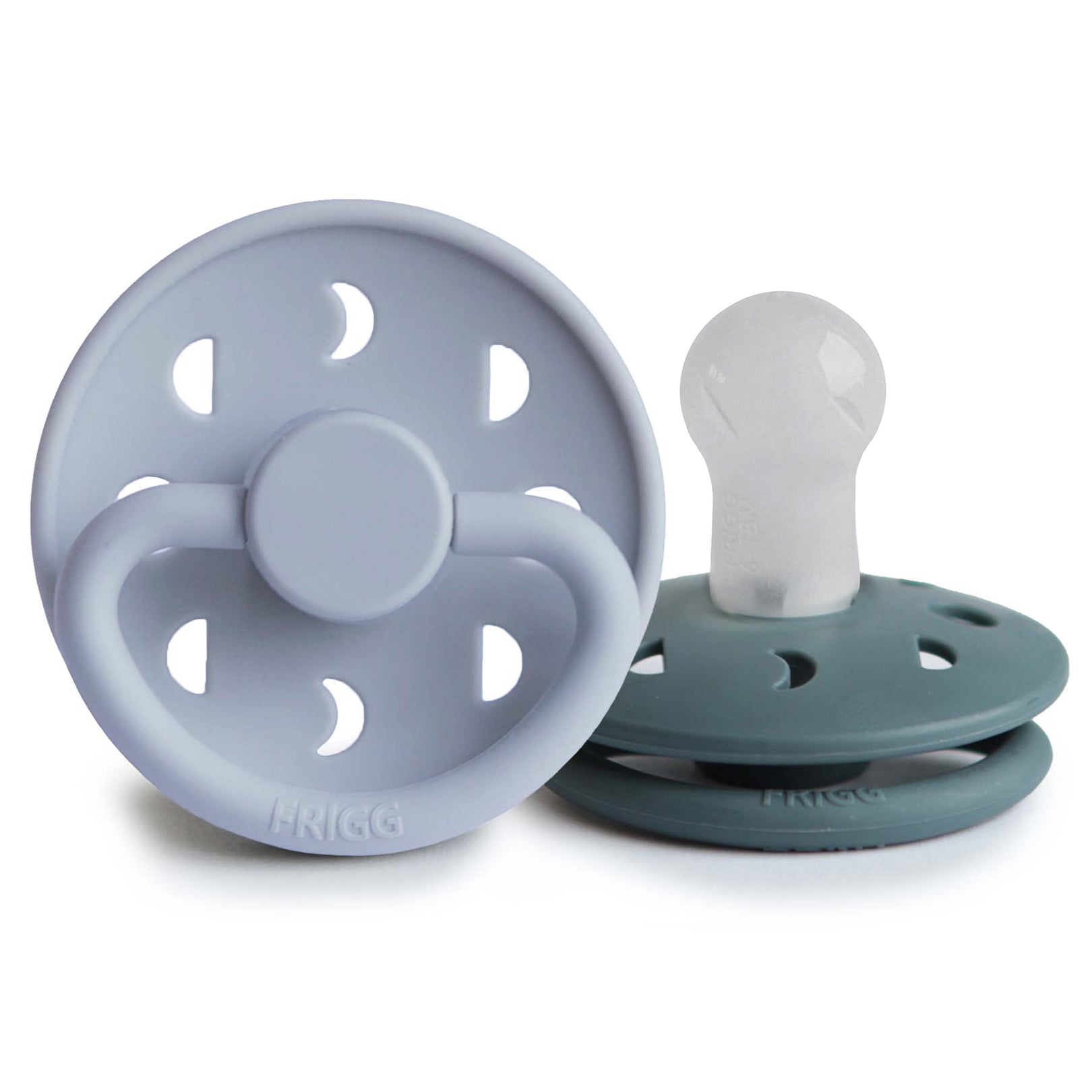 Frigg Moon Silicone Baby Pacifier | 2-Pack - Powder Blue/Slate