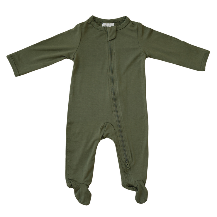 Mebie Baby - Olive Bamboo Zipper Sleeper