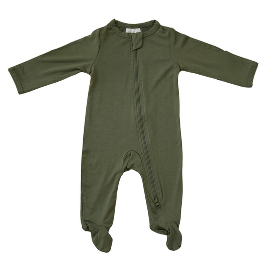 Mebie Baby - Olive Bamboo Zipper Sleeper