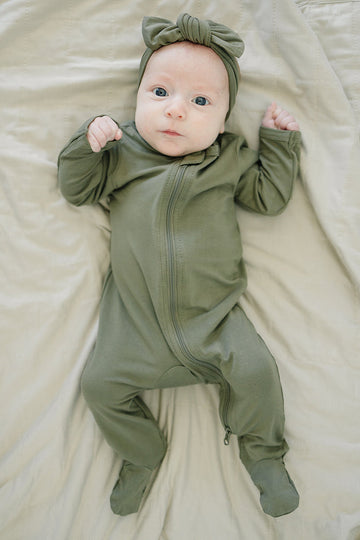 Mebie Baby - Olive Bamboo Zipper Sleeper