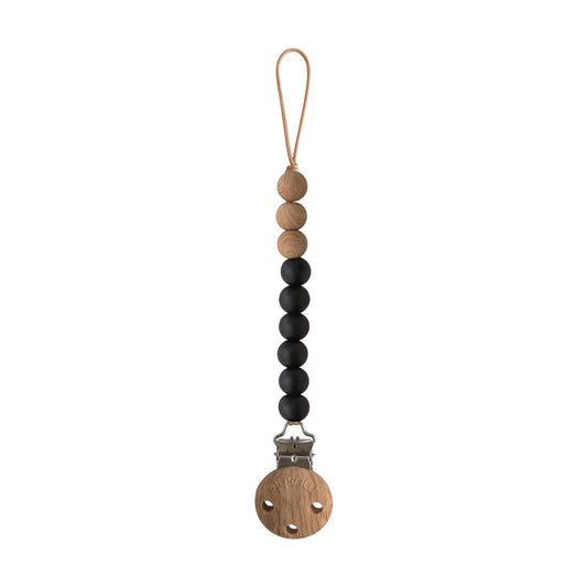 Mushie - Silicone Pacifier Clip | Eva - Black