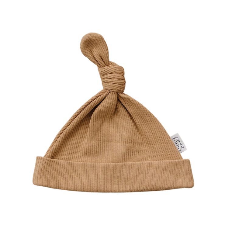 Mebie Baby - Cafe Organic Ribbed Newborn Knot Hat