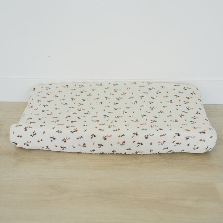 Mebie Baby - Cream Floral Changing Pad Cover