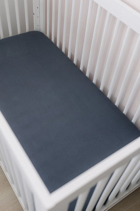 Pre Order - Mebie Baby - Charcoal Stretch Crib Sheet