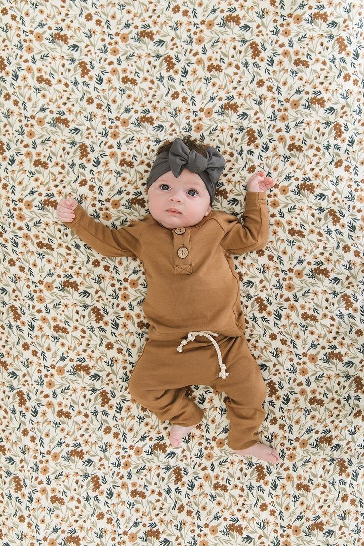 Pre Order - Mebie Baby - Harvest Floral Muslin Crib Sheet