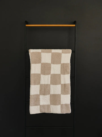 Mebie Baby - Taupe Checkered Plush Blanket