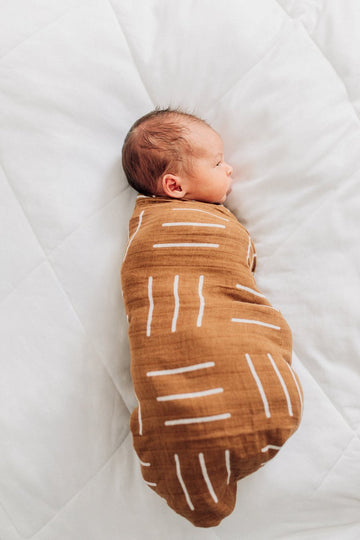 Mebie Baby - Mustard Mudcloth Muslin Swaddle Blanket