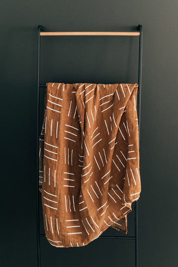 Mebie Baby - Mustard Mudcloth Muslin Swaddle Blanket