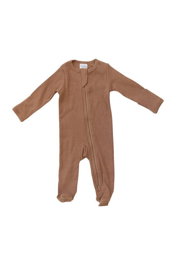 Mebie Baby - Ribbed  Mustard Footed Zipper One-piece