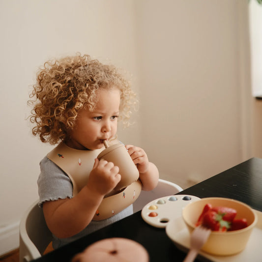 Mushie - Silicone Training Cup + Straw (Natural)