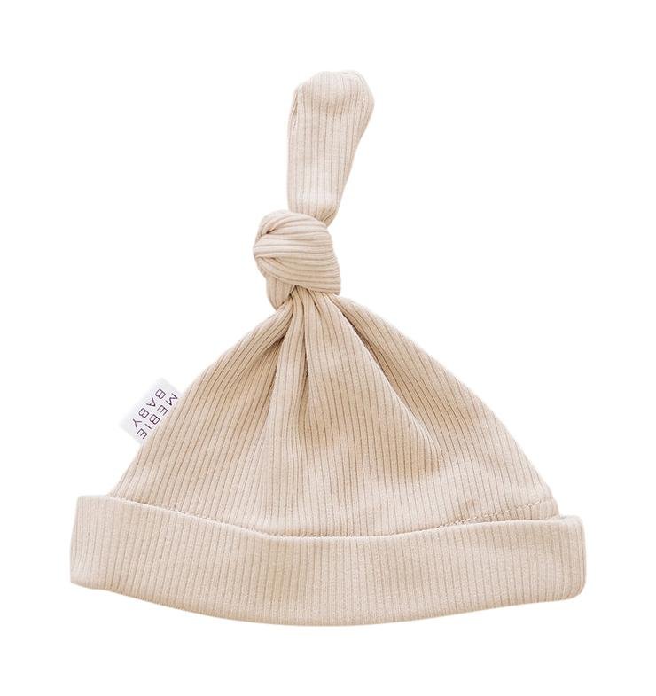 Mebie Baby - Oatmeal Organic Ribbed Newborn Knot Hat