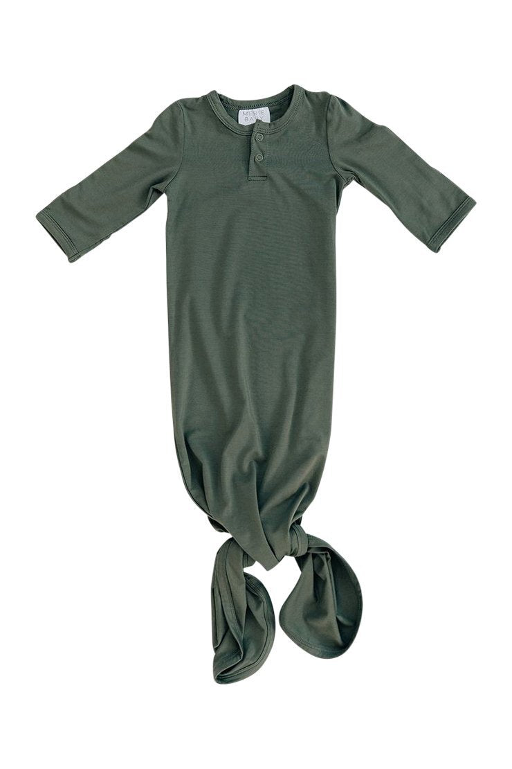 Mebie Baby - Olive Bamboo Knot Gown
