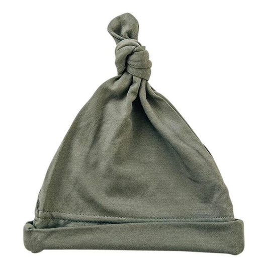 Mebie Baby - Bamboo Olive Newborn Knot Hat
